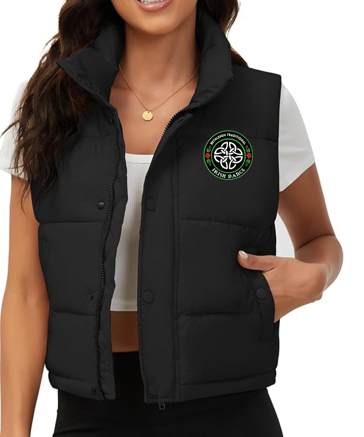 Bethlehem Embroidered Cropped Puffy Vest