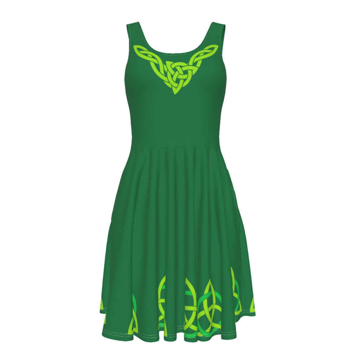 GREEN Celtic Women's Sleeveless Dress with pocketsWomen's DressA-line dress,Black and Green Dress,Black Dress,black irish dress,celtic,Celtic Apparel,celtic dress,Celtic Dress with pockets,Celtic knot,Celtic Knot Dress,Celtic Summer Dress,Christmas in Jul