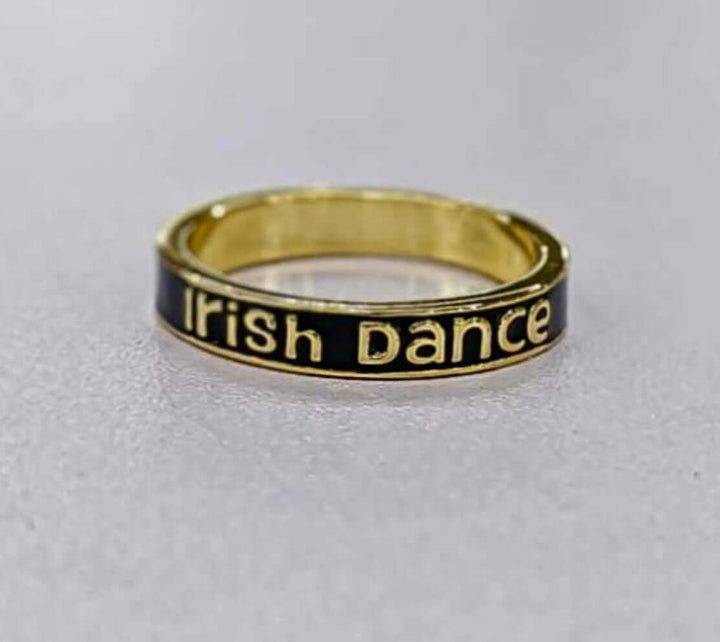 Irish Dance Gold & Black Enamel RingRingBlack and Gold,Gift for Irish Dancer,Gold Irish Dance Ring,Irish Dance Gift,Irish Dance Jewelry,Irish Dance Ring,Irish Dancer GiftEmbrace the beauty and grace of Irish dance with our 18k gold plated enamel ring. Mod