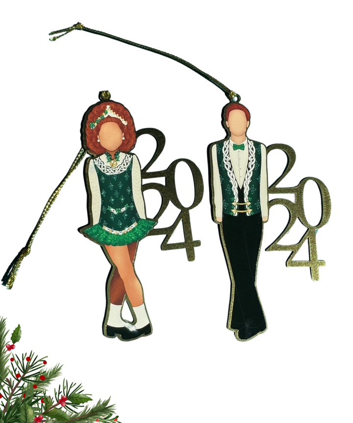 Dated Irish Dance Ornament, Irish dance Christmas Ornament, Ornament for Irish Dancer, Boy Irish Dancer